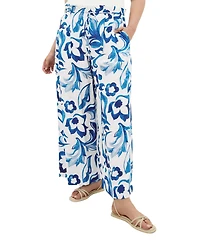 City Chic Plus Resort Print High-Rise Wide-Leg Pants