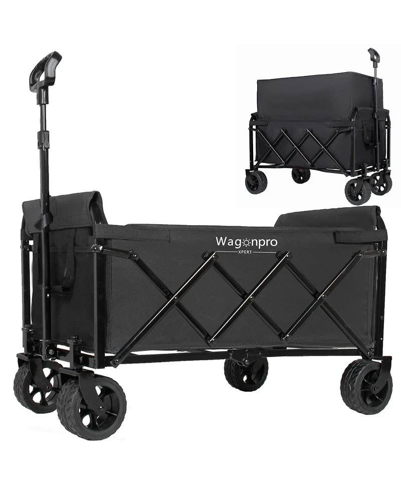ECHTPeak Expandable Dual-Layer Utility Wagon, Extra Storage Space, with 52" All Terrain Wheels, 220lbs Capacity, for Camping, Shopping
