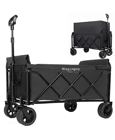 ECHTPeak Expandable Dual-Layer Utility Wagon, Extra Storage Space, with 52" All Terrain Wheels, 220lbs Capacity, for Camping, Shopping