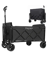 ECHTPeak Expandable Dual-Layer Utility Wagon, Extra Storage Space, with 52" All Terrain Wheels, 220lbs Capacity, for Camping, Shopping