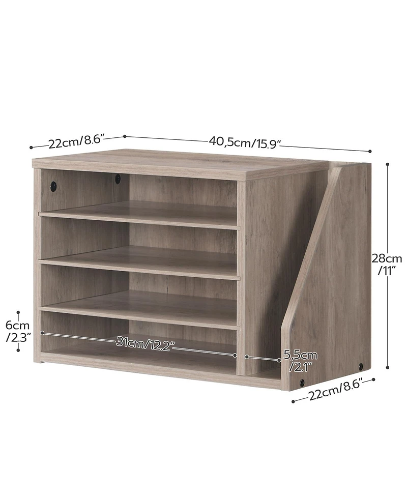 Danrong Rustic Brown Adjustable Shelf Mail and Document Organizer for Office Home