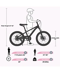ECHTPeak 20 Inch Kids Mountain Bike, with Dual Disc Brakes, for Boys Girls Ages 7-10 Years, Steel Frame, Adjustable Seat and Handlebar
