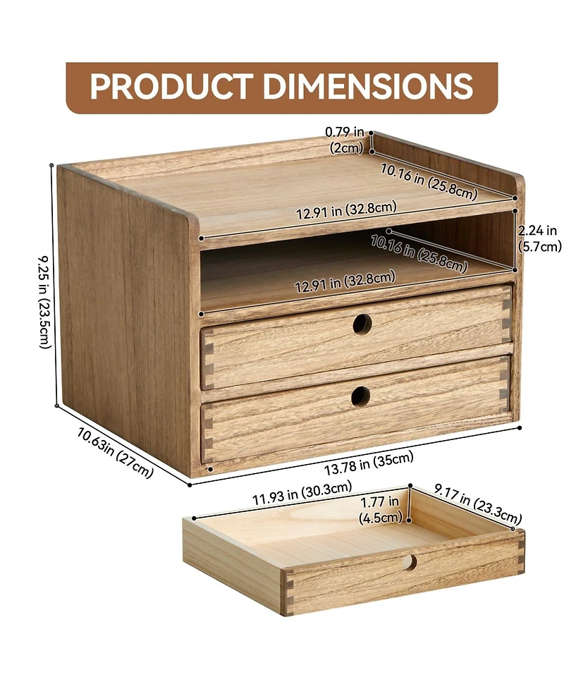 Danrong Solid Wood 3 Tier Desk Organizer Paper Sorter Document Holder For Office Supplies