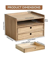 Danrong Solid Wood 3 Tier Desk Organizer Paper Sorter Document Holder For Office Supplies