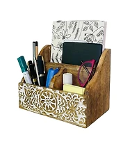 Danrong Wooden 2 Tier Farmhouse Desk Organizer For Office Home Stationery Supplies