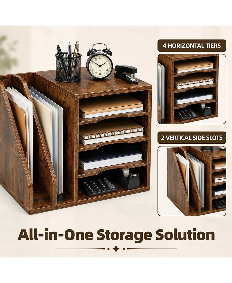 Danrong 4 Tier Wood Desk Organizer With Anti Slip Pads Easy Assembly Storage