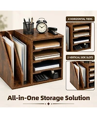Danrong 4 Tier Wood Desk Organizer With Anti Slip Pads Easy Assembly Storage