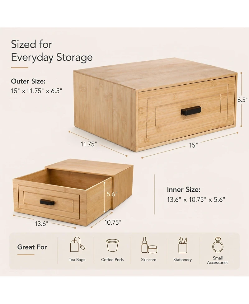 Danrong Stackable Single Drawer Organizer For Desk Entryway Coffee Station Vanity Bathroom Counter