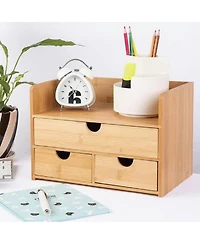 Danrong 3 Drawer Desk Organizer With Open Shelf Makeup Storage Tabletop For Home Office Bathroom