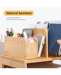 Danrong Desk Organizer With File Holder Adjustable Pen Compartments Storage