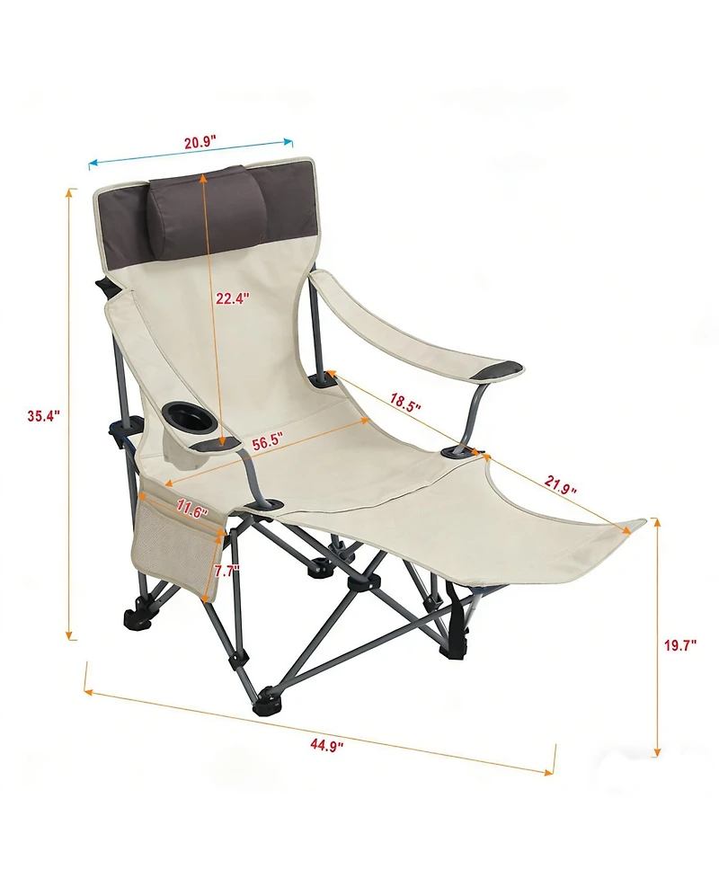 ECHTPeak Outdoor Camping Chairs Folding/Portable/Adjustable Reclining Chair(Three-Level Adjustment), Side Pockets and Cup Holder,Carry Bag