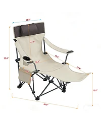 ECHTPeak Outdoor Camping Chairs Folding/Portable/Adjustable Reclining Chair(Three-Level Adjustment), Side Pockets and Cup Holder,Carry Bag
