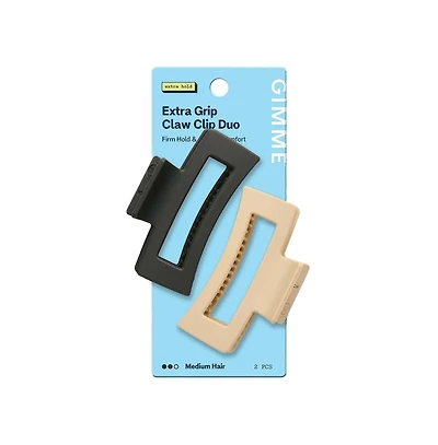 Gimme Beauty Rectangle Extra Grip Claw Clip Double Teeth Accessory Set Perfect for Medium Hair 2 Pack