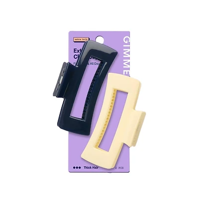 Gimme Beauty Rectangle Extra Grip Claw Clip Double Teeth Accessory Set Perfect for Thick Hair 2 Pack