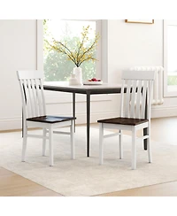 Gymax Dining Chairs Set of 4 with latted High Backrests Concave Seats Rubber Wood Legs