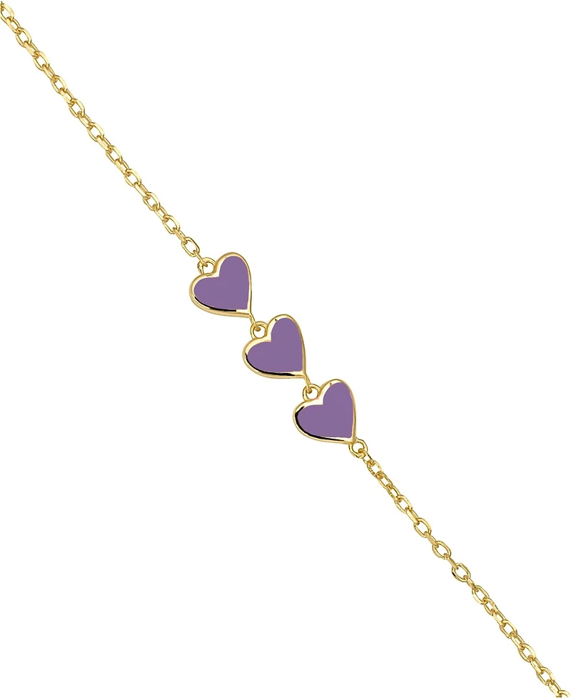 Lily Nily Girls Multi Hearts Chain Link Bracelet in 14K
