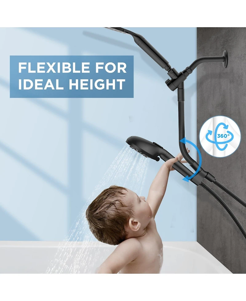 Cyqbd 8" 2-in-1 Dual Filtered Rain Shower Head Handheld Adjustable Bar