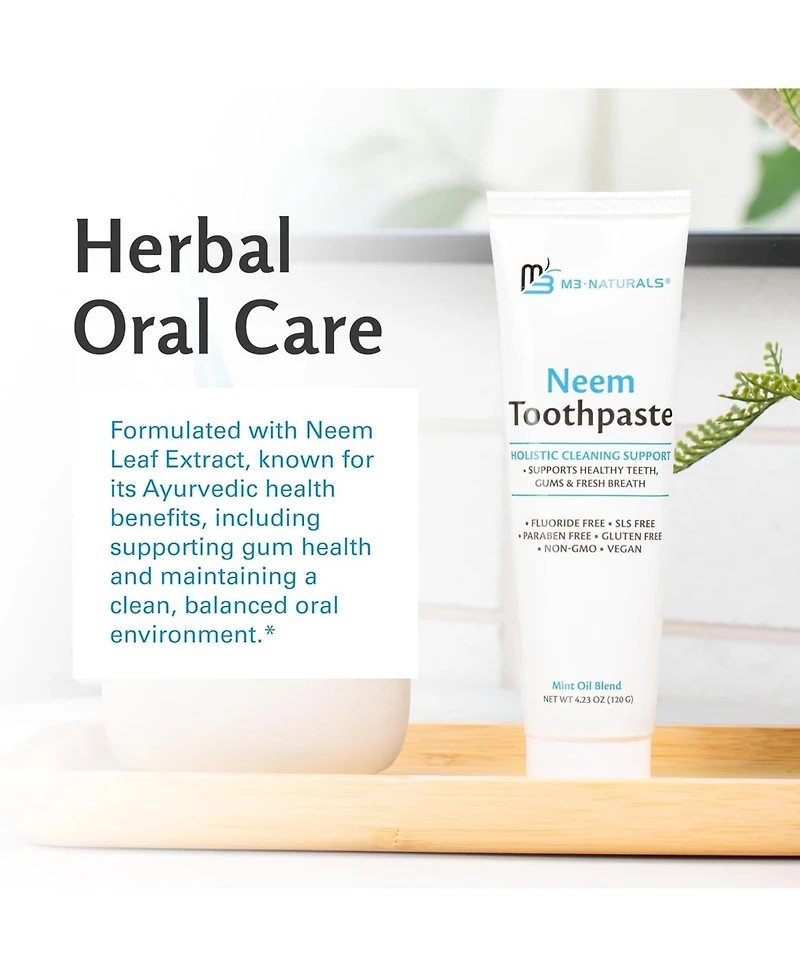 M3 Fluoride Free Neem Toothpaste with Mint Herbal Toothpaste 4.23 Ounce, Pack of 2