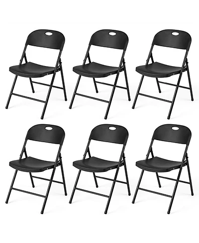 Sugift Set of 6 Foldable Plastic Chairs with Ergonomic Backrest