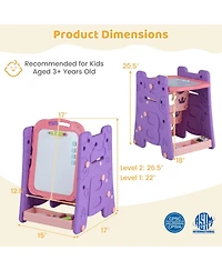 Sugift 4-in-1 Kids Art Double-Sided Magnetic Adjustable Easel