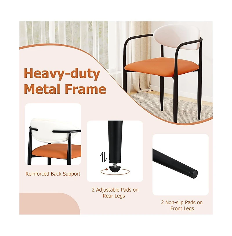 Sugift Modern Dining Chairs Set of 2 with Padded Faux Leather Seat and Curved Back
