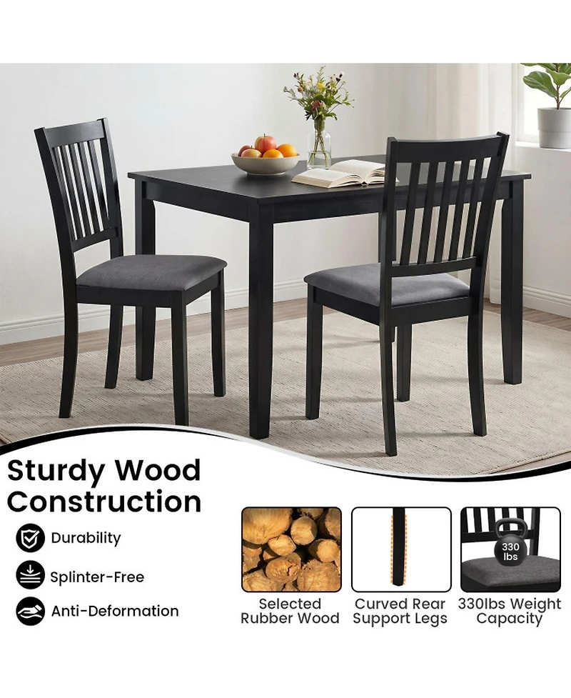 Sugift Set of 2 Upholstered Kitchen Dining Chairs with Slatted Backrest