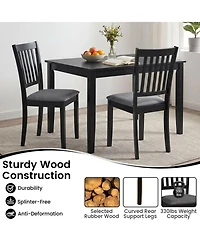 Sugift Set of 2 Upholstered Kitchen Dining Chairs with Slatted Backrest