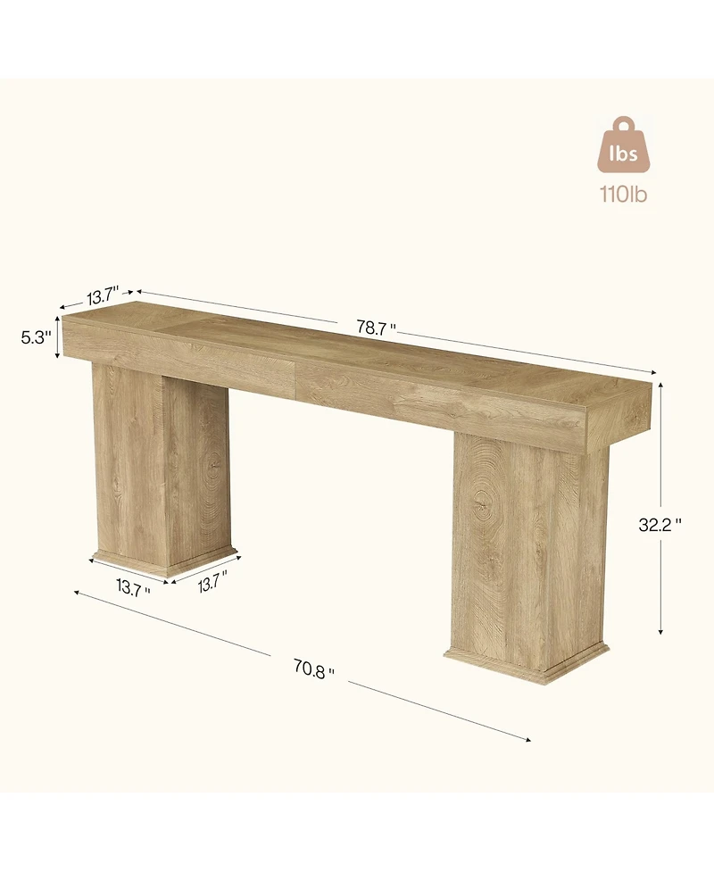 Tribesigns 78.74" Light Oak Console Table, Entryway Sofa Table