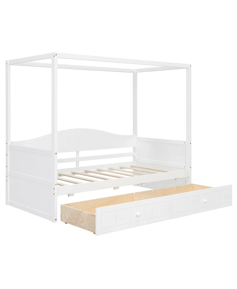 Clihome Twin Size Canopy Day Bed with 2 Drawers
