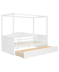 Clihome Twin Size Canopy Day Bed with 2 Drawers