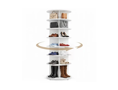 Sugfit 7-Tier Rotating Shoe Rack Tower 360 Degree Spinning Freestanding Organizer for 28 Pairs