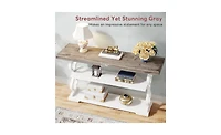 Slickblue Farmhouse Console Table with Storage Shelves for Entryway