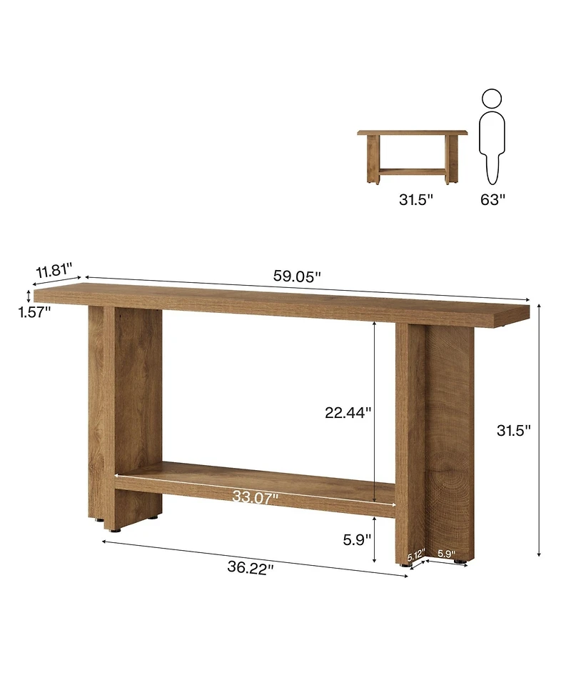 Slickblue 59" Farmhouse Console Table for Sofa or Hallway