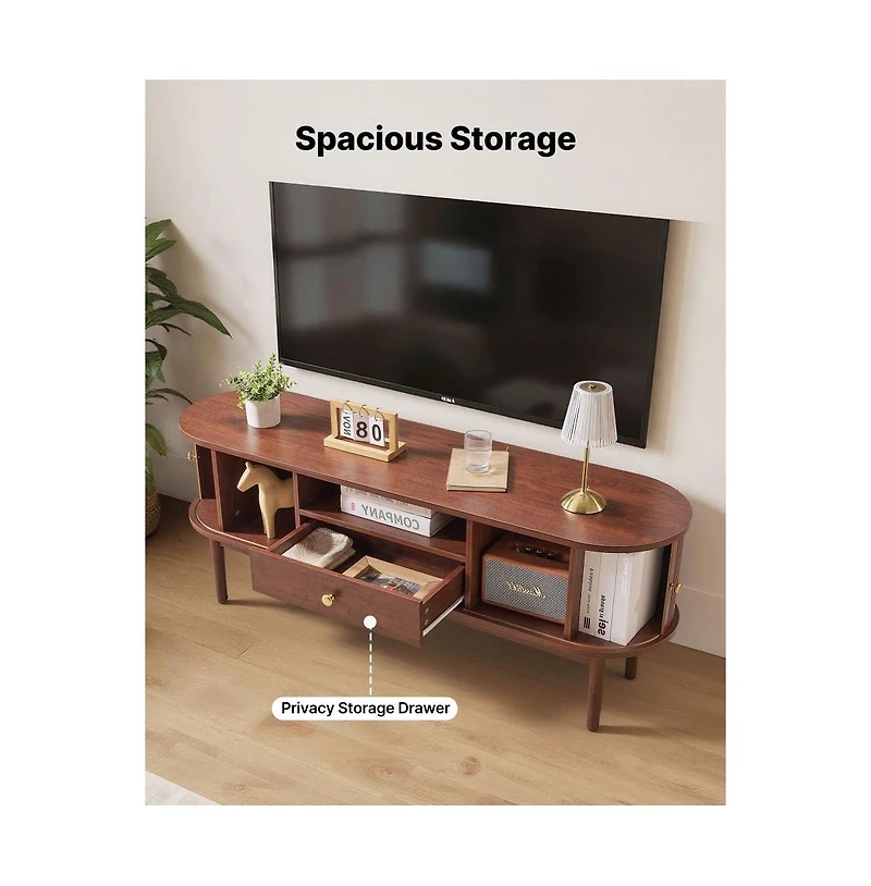 Slickblue Entertainment Center for TVs up to 58 Inch with Storage Drawer, Open Shelves and Rolling Door