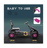 Sevorley Pedal Go-Kart with Adjustable Seat, Handbrake and Pedal Drive, Ages 5-12