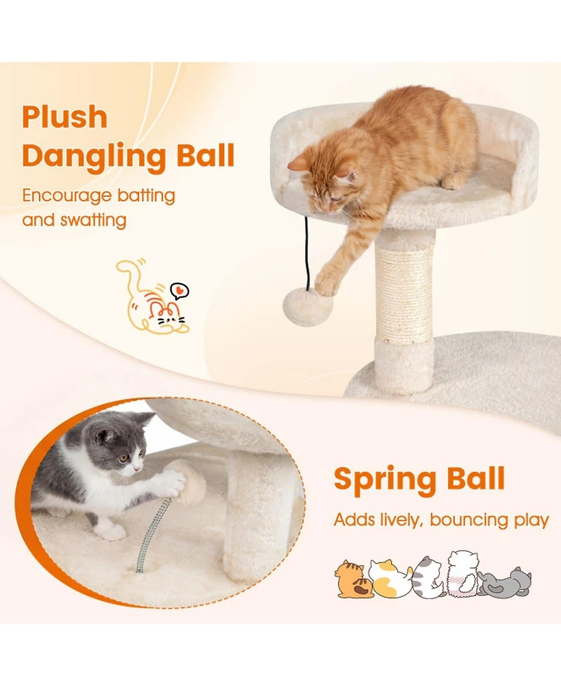 Sugift Corner Friendly Kitten Tower 36 Inch Cat Tree with Condo and Plush Perch