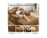 Rainsken Convertible Corduroy Sleeper Sofa with Removable Washable Cover,Side Storage High-Density Sponge,Side for Apartment Home,Small Spaces