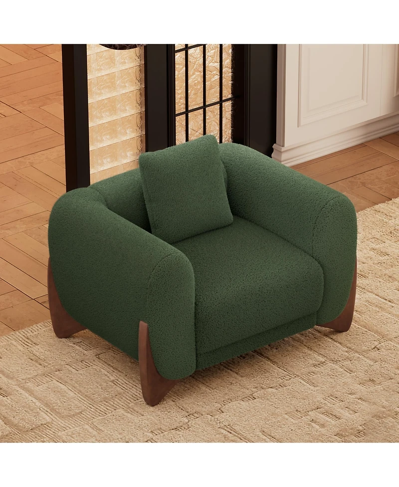 Morden Fort Contemporary Sherpa Boucle Accent Arm Chair Upholstered Living Room Chairs with Waist Cushion