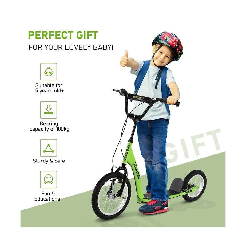Sevorley Adjustable Handlebar All-Terrain Tires Kids Kick Scooter, Ages 3+