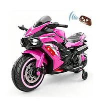 Sevorley 12V Kids Electric Ride-On Motorcycle with Music, Training Wheels, Rechargeable, Ages 3-6