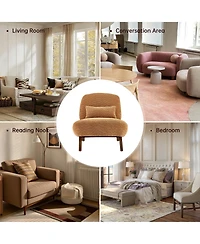 Morden Fort Cloud-Soft Caramel Boucle Armless Accent Chair Upholstered Living Room Side Chairs with Waist Cushion