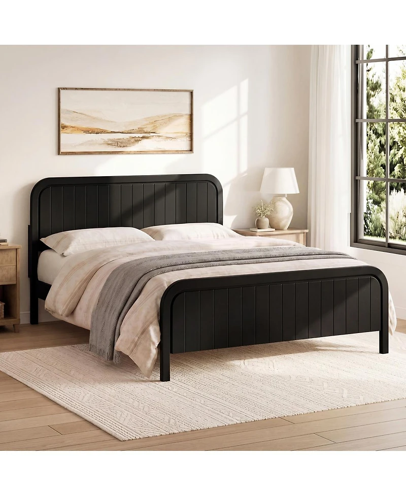 Streamdale Furniture Queen Wood Platform Bed Frame with Headboard, Noise-Free