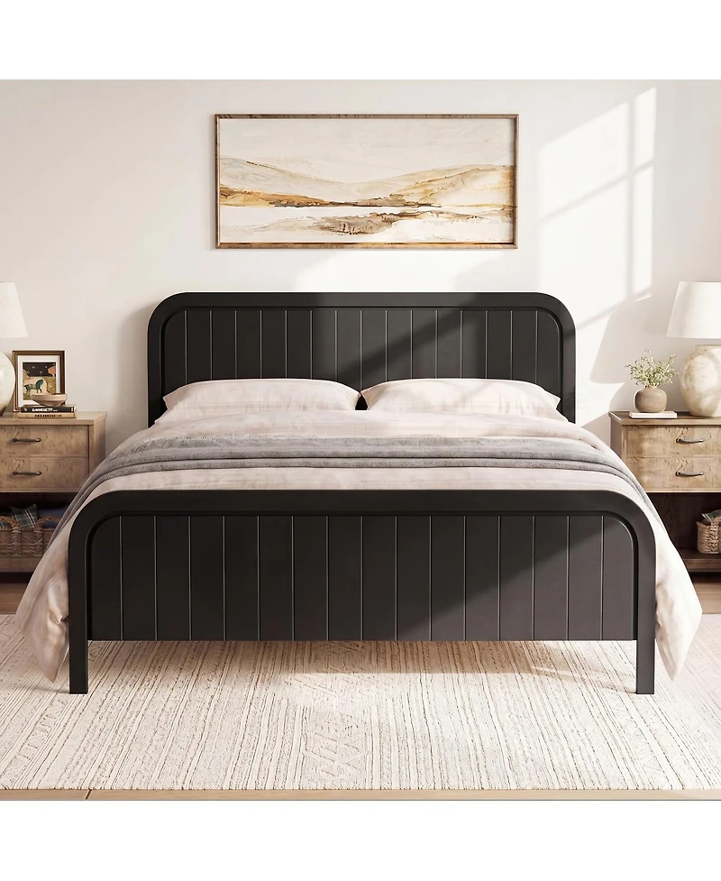 Streamdale Furniture Queen Wood Platform Bed Frame with Headboard, Noise-Free