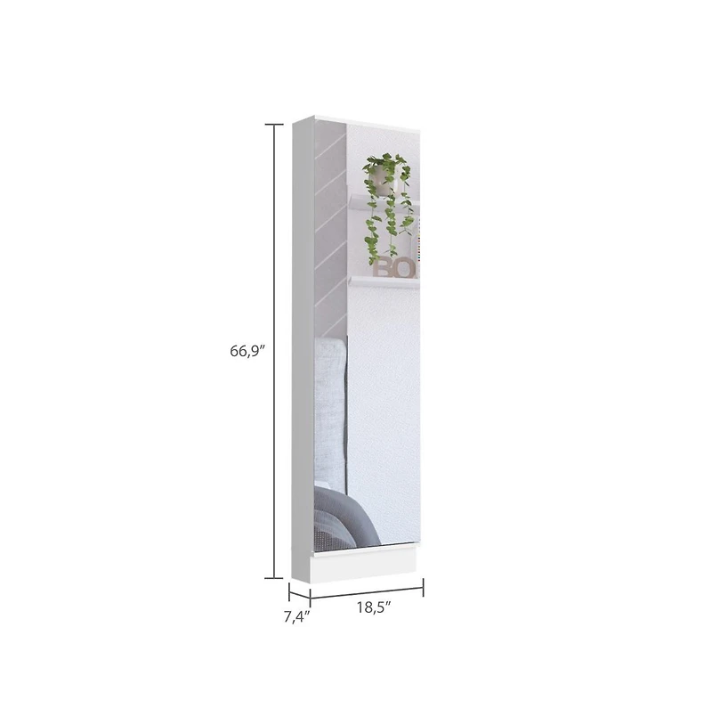 Fm Furniture Harper Shoe Storage Cabinet with Full-Length Mirror