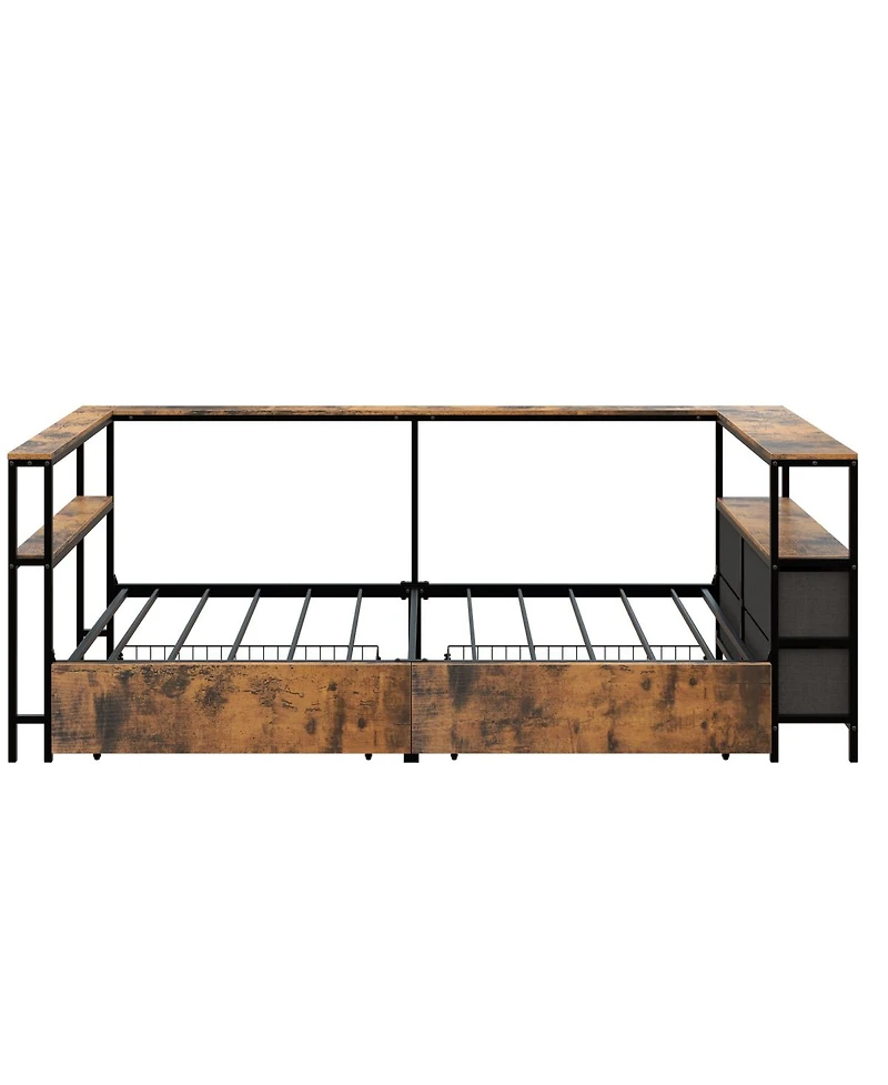 Streamdale Furniture Twin Metal Platform Bed Frame with Storage Drawers