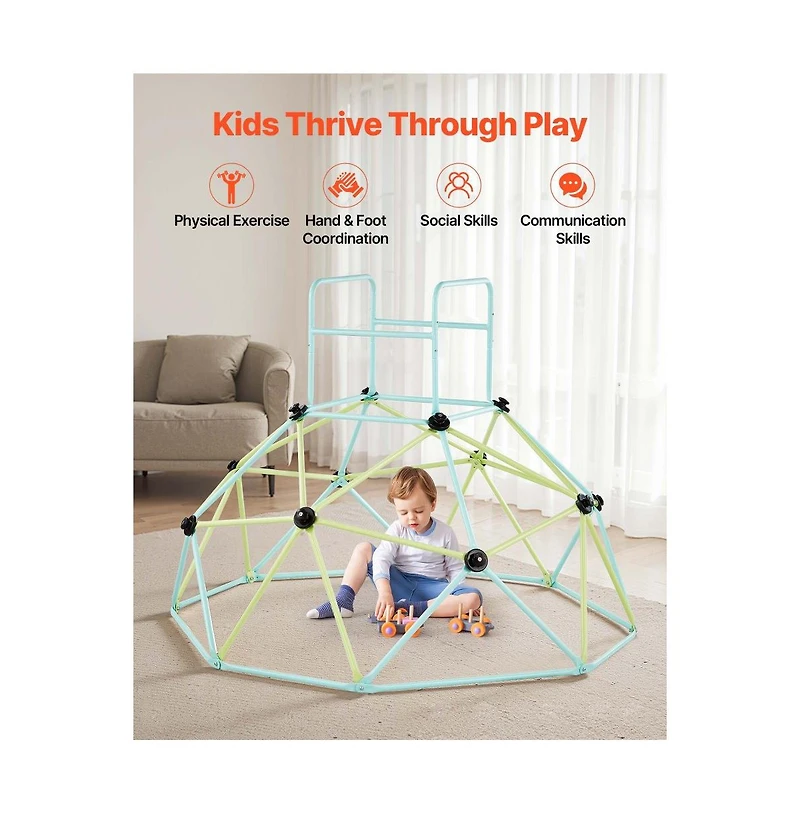 Slickblue Kids Climbing Dome Geometric Indoor-Outdoor, 600 lbs Capacity, Ages 3-10
