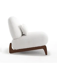 Morden Fort Cloud-Soft Cream Sherpa Fabric Armless Accent Chair Upholstered Living Room Side Chairs with Waist Pillow