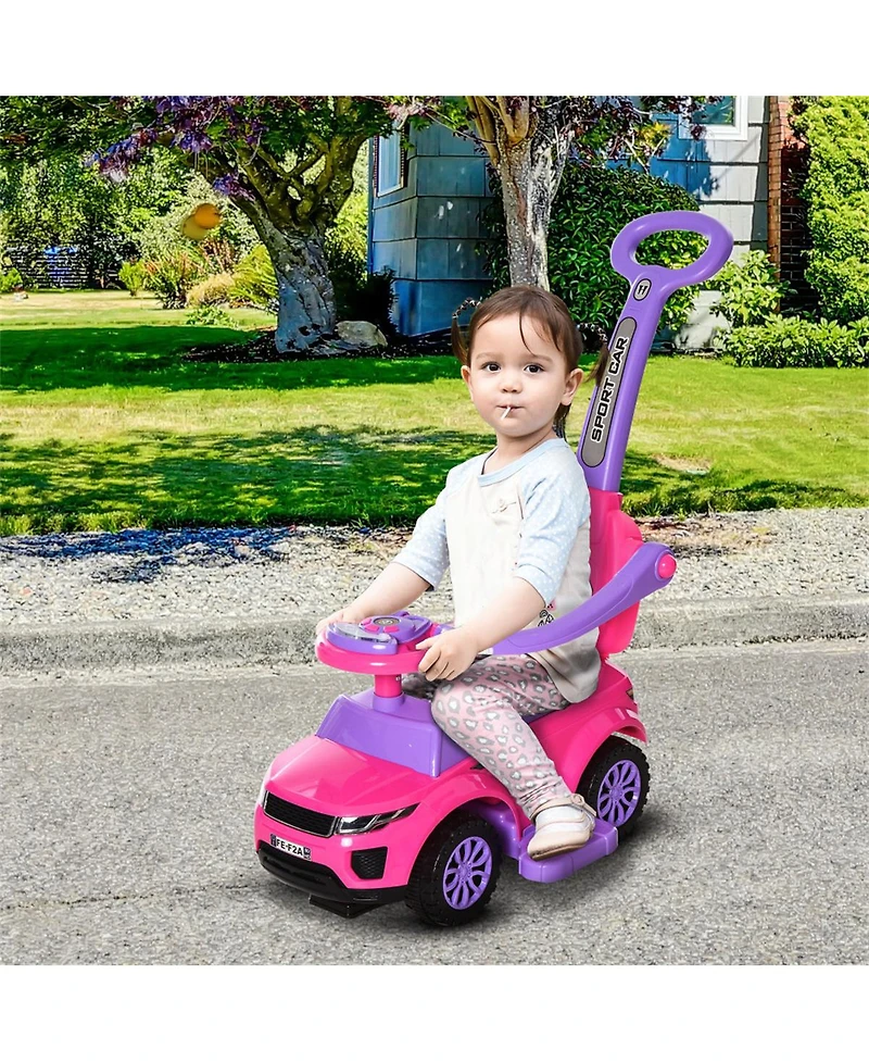 Yobtop 3-In-1 Ride On Push Car with Steering Wheel, Horn and Music, Metal, 55 lbs. Capacity, Ages 1-3 Years