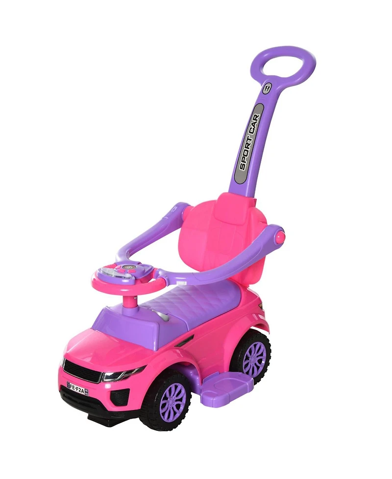 Yobtop 3-In-1 Ride On Push Car with Steering Wheel, Horn and Music, Metal, 55 lbs. Capacity, Ages 1-3 Years