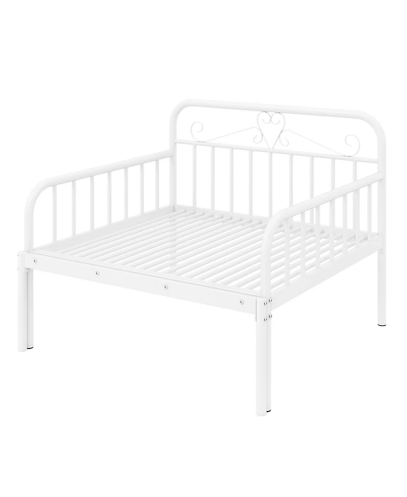 Mecale Extendable Metal Daybed Converts to Twin Bed with Guardrails